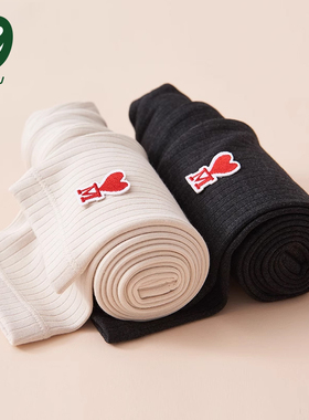 euv 女童打底裤春秋款儿童黑白色德绒外穿长裤小女孩秋装薄绒裤子