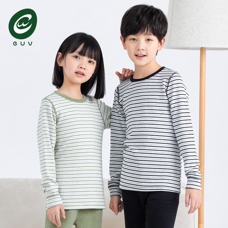 euv儿童条纹德绒内衣套装