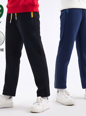 euv 儿童裤子男女童冬装冬款休闲直筒裤中大童秋冬加绒长裤