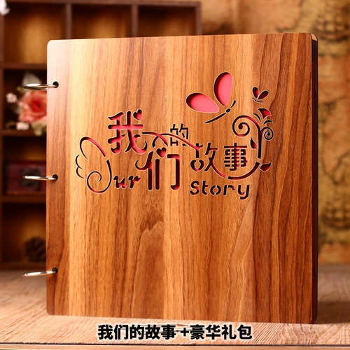 Деревянный фотоальбом, книга роста для влюбленных, DIY, подарок на день рождения