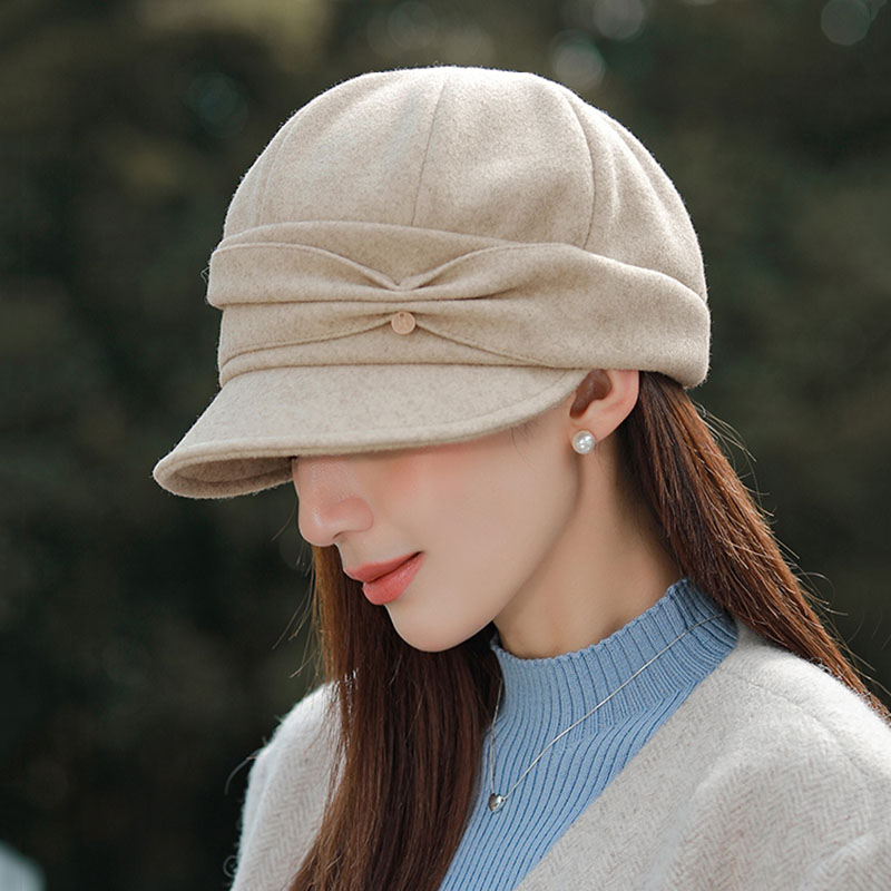 秋冬季时尚短檐显脸小八角帽