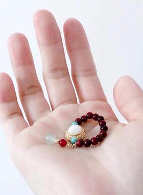 小叶紫檀DIY戒指搭配夜光珠