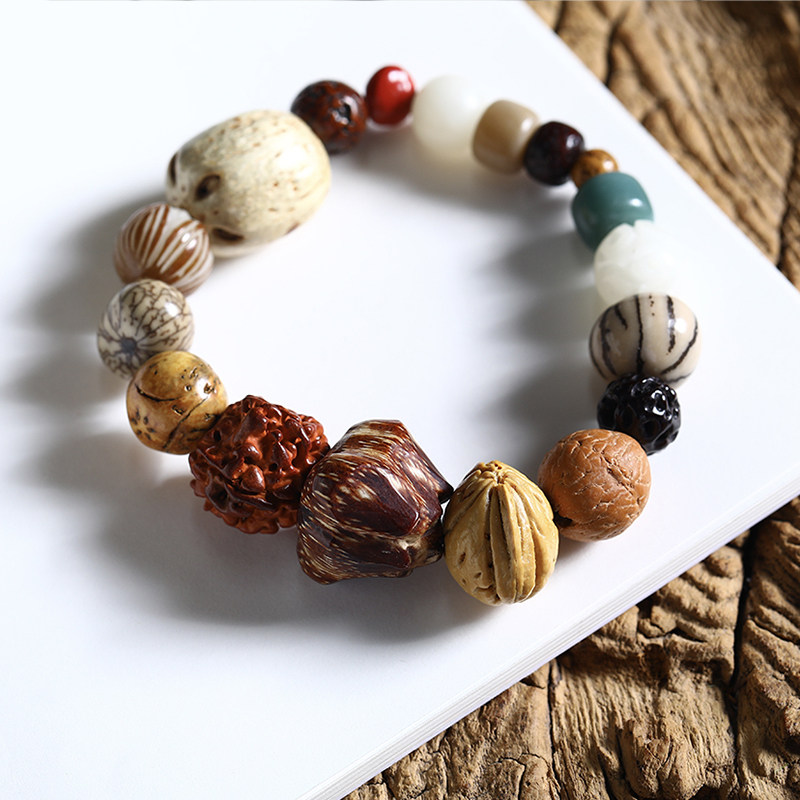 抖音马未都同款菩提十八籽手串多宝菩提男女款单圈木质文玩手链