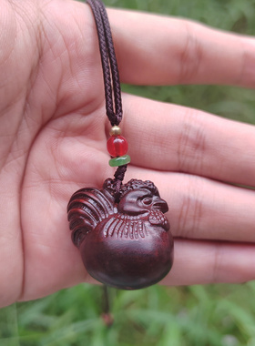 紫檀木生肖鸡新中式木质吊坠