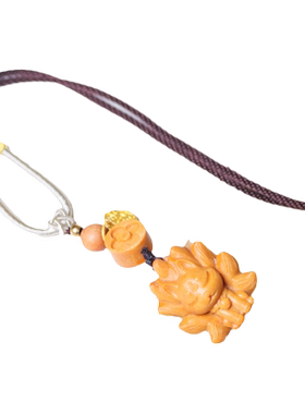 檀香木九尾狐diy吊坠挂件