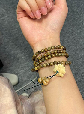 古风绿檀莲花多圈手链