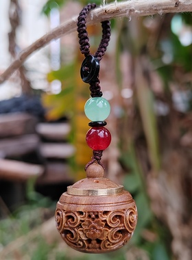 木质雕刻水仙花香囊挂件新中式可打开镂空香囊钥匙扣挂件创意挂饰