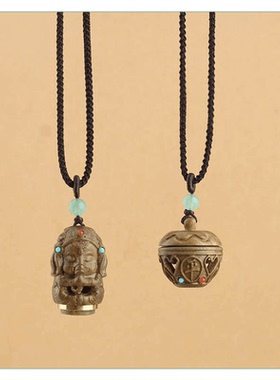 檀木镂空香薰笼项链苹果小象