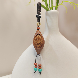 创意橄榄核雕刻十二生肖守护神吊坠挂件国风生肖牛男女钥匙扣挂件