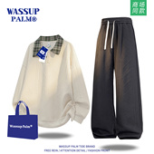 2025新款 PALM运动服套装 WASSUP POLO衫 男款 美式 套装 春秋季 休闲裤