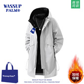 休闲中长款 WASSUP 加绒外套 宽松大码 工装 PLAM风衣男2025新款 冬季