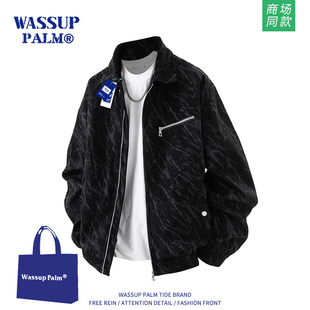 WASSUP PALM外套男款2025新款春秋季扎染翻领休闲宽松上衣夹克潮