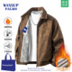 宽松时尚 WASSUP PU皮翻领加绒夹克 春季 美式 PALM外套男款 2026新款