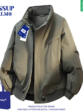 WASSUP PALM羽绒棉服男款2025新款秋冬宽松加厚保暖立领棉衣外套