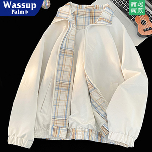 WASSUP PALM外套男女款2025新款春秋季学生宽松休闲情侣飞行夹克