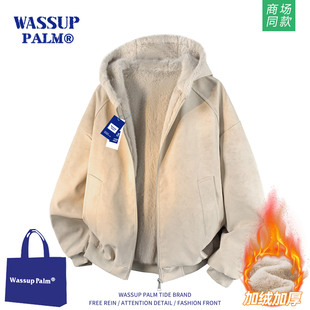 WASSUP PALM外套男女2025新款冬季情侣加绒休闲宽松大码加厚外套