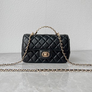 2024新款 斜跨包 羊皮翻盖小方包真皮小香风菱格链条手提包百搭时尚