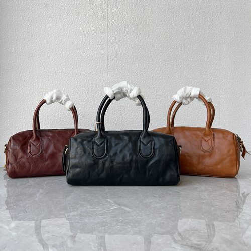 意大利抓纹植鞣牛皮枕头包小众设计真皮女士手提包时尚百搭斜跨包