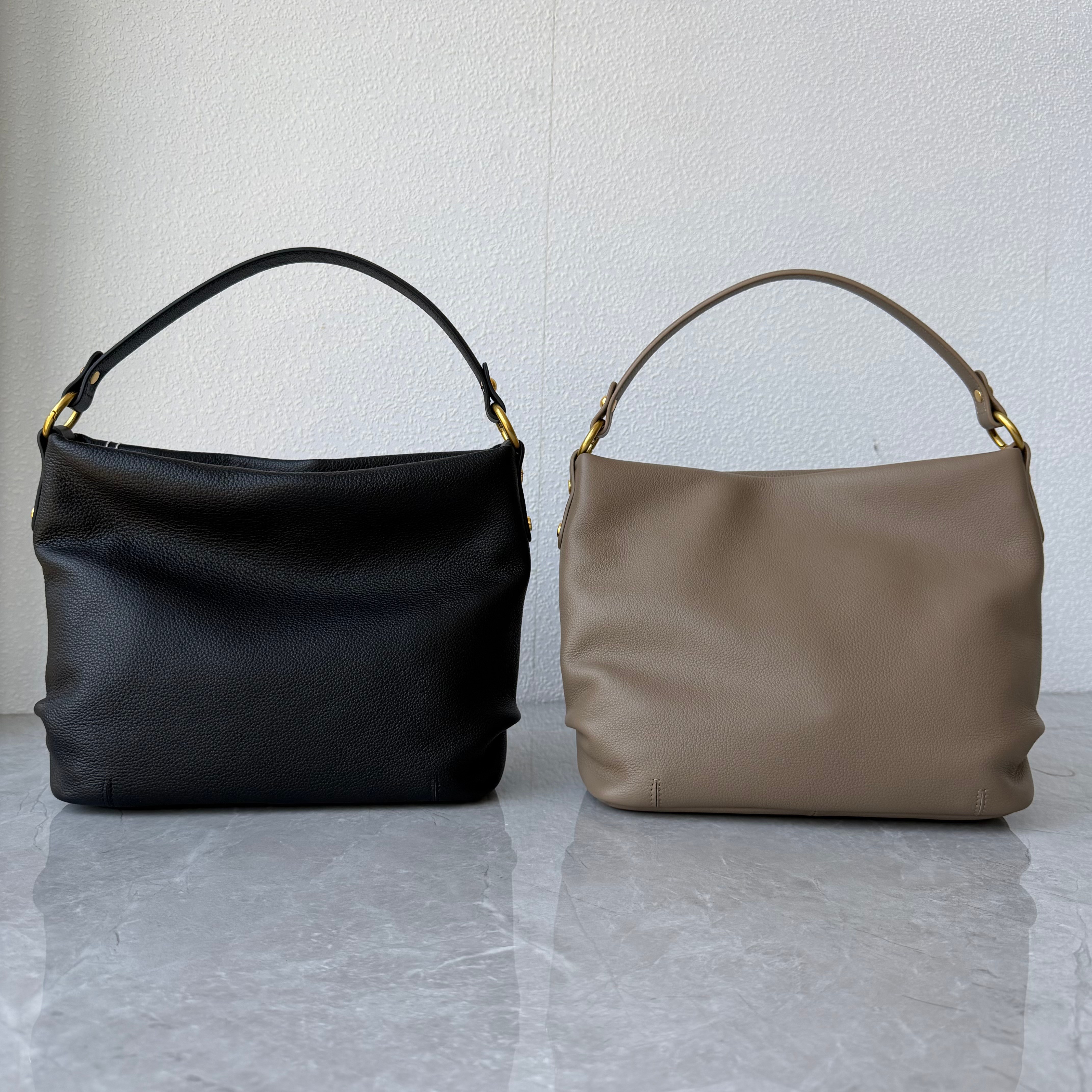 高档~进口自然摔头层牛皮水桶包简约百搭单肩包软皮真皮斜跨包包