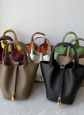 togo头层牛皮高品质菜篮子包软皮经典百搭水桶包真皮时尚手提包女