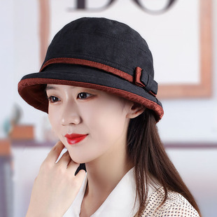 春季女士春秋天逛街搭配时装帽子韩版中年短帽沿卷边渔夫帽0124ud