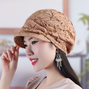 女夏天短帽沿鸭舌帽韩版绣花朵时装贝雷帽春秋圆顶堆堆妈妈0201w