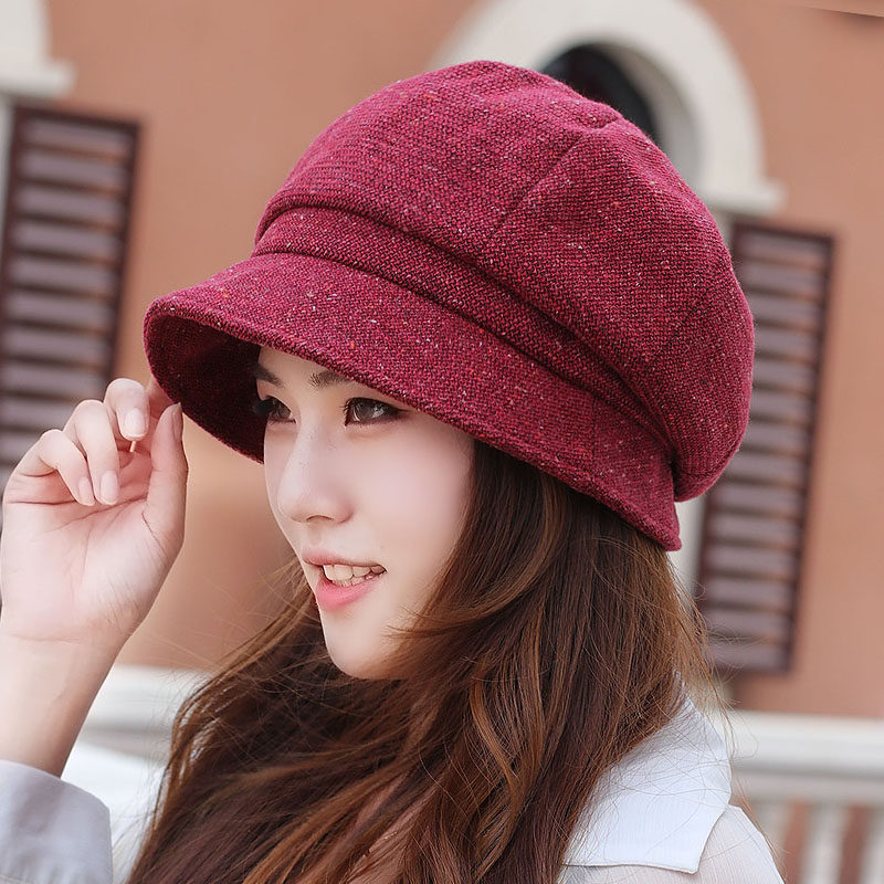 帽子女毛点暗纹布帽女士秋天渔夫帽显脸小盆帽中老年大码大头围帽