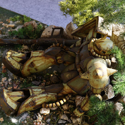 √镜花水月pg场景万代扎古高达mega强袭mg菲尼克斯代工旧化战损