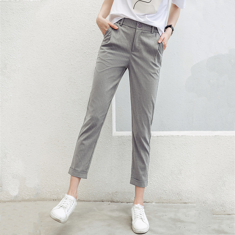black stripe suit trousers summer Thin section Straight Ninth pants Show thin Versatile Western-style trousers Feet Cigarette pantsin the Women's clothing/Boutique , Pants , Casual pants  category - from Buy2taobao.com to provide professional Taobao agent buy service