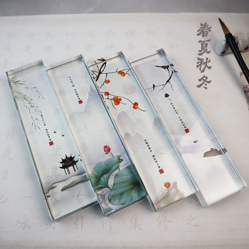 水晶透明玻璃彩印镇纸尺定制图片