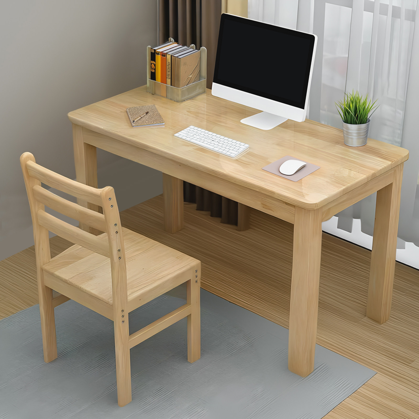 定制实木电脑桌写字台学习桌子家用书桌办公桌子长方形简易餐桌台
