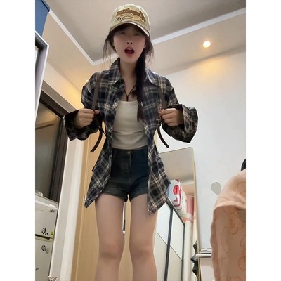 格子衬衫女款小个子开春穿搭外套女春秋款2025新款初春防晒上衣薄