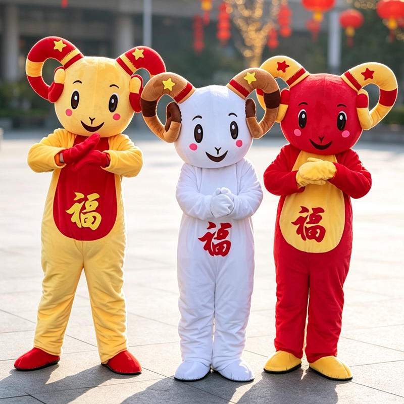 新年羊卡通人偶服装12生肖羊年吉祥物活动宣传年会表演道具玩偶服