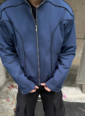 FLAME ONG 美式拼接解构廓形棉服外套男冬季保暖加厚宽松立领棉衣