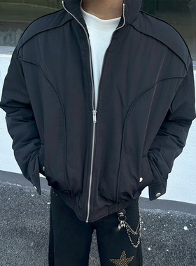 FLAME ONG 美式解构廓形棉服外套男冬季宽松百搭立领保暖加厚潮