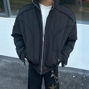 解构廓形棉服外套男冬季 美式 宽松百搭立领保暖加厚潮 ONG FLAME