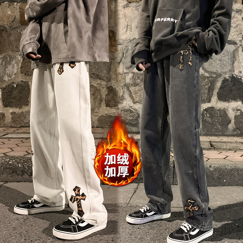 大货已到  豹纹阔腿牛仔裤 加绒加厚B342-K729-P50加厚P60图片