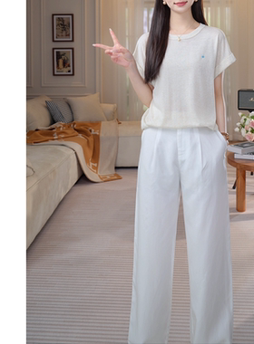 【新宸Xcenn】莱赛尔亚麻心形印花杂志风洋气显瘦短袖WN0A25106