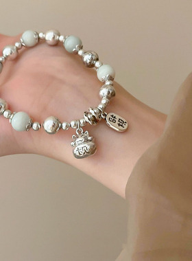 甄媛银饰女纯银简约手链