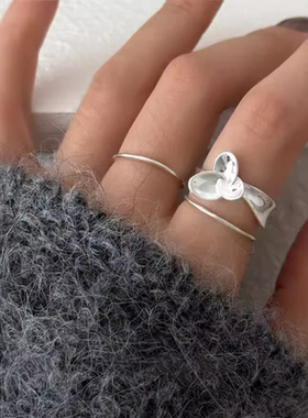 甄媛银饰三角梅925银同款戒指女