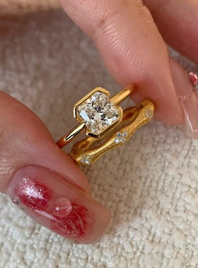 甄媛银饰莫桑石点钻公主戒指女