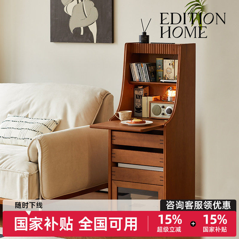 复古风可移动边柜客厅2025新款沙发边柜多功能储物柜收纳柜置物柜