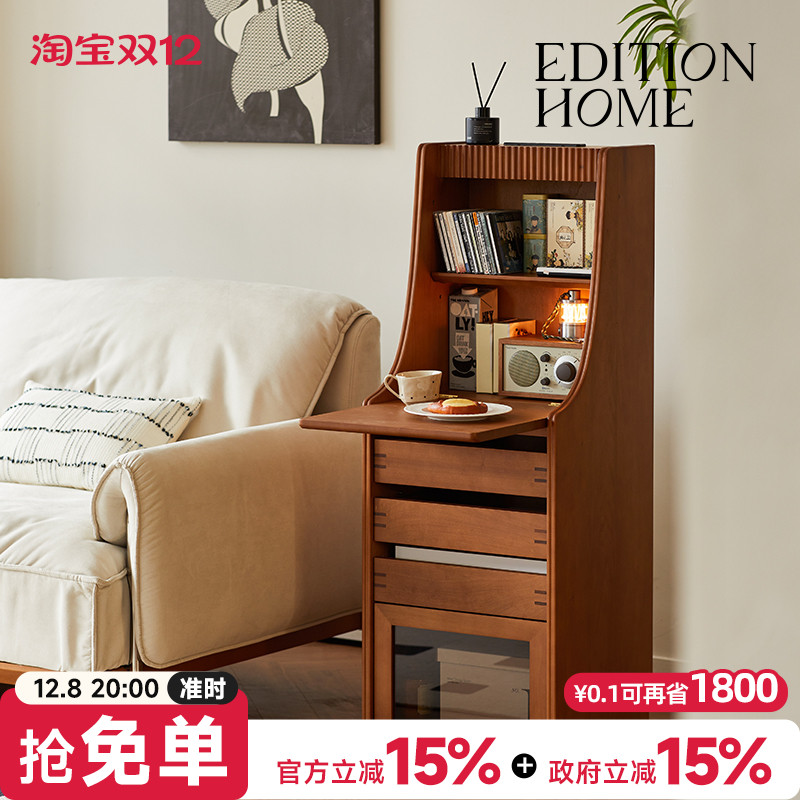 复古风可移动边柜客厅2025新款沙发边柜多功能储物柜收纳柜置物柜