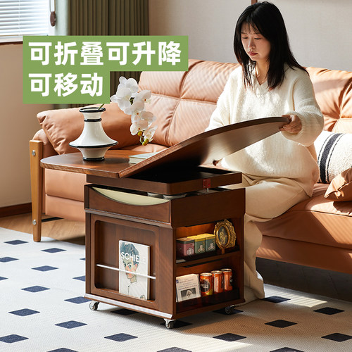 茶几饭桌一体两用移动式茶桌创意网红小型折叠升降茶台客厅家用
