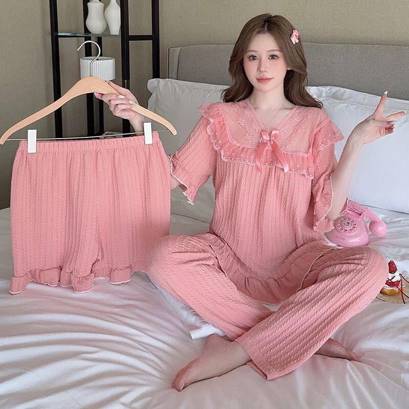 公主风睡衣女短袖夏季蕾丝花边