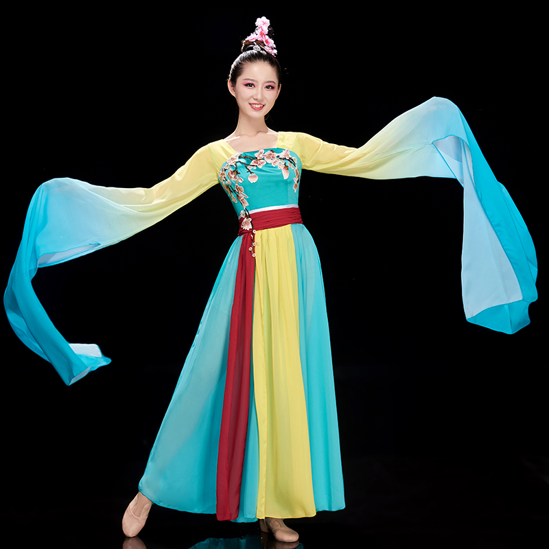 水袖舞服裝女2018新款驚鴻采薇甩袖古典舞蹈演出服飄逸中國風成人