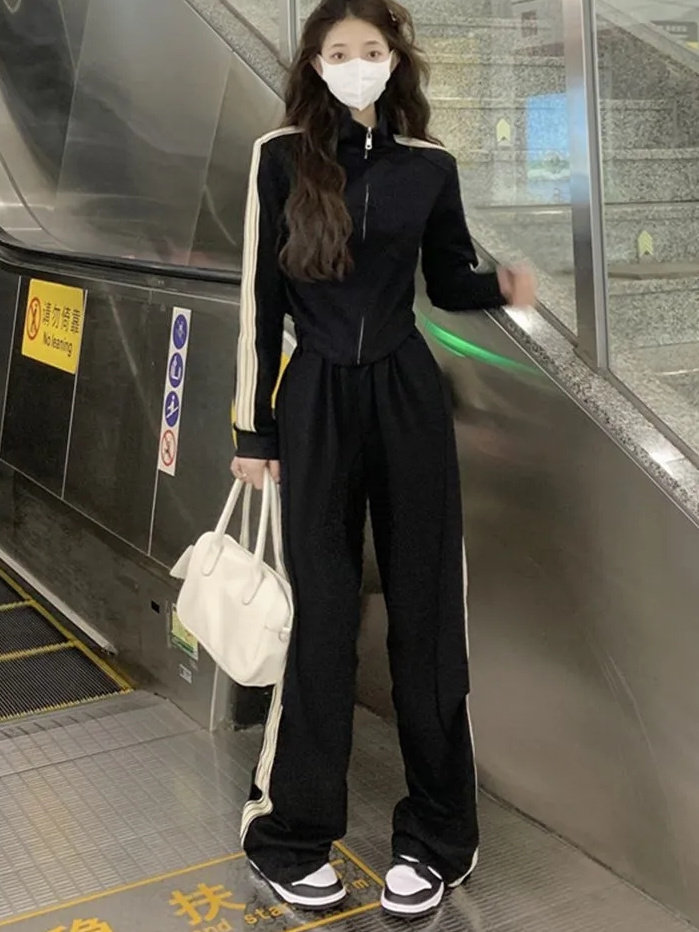 运动套装女秋季ins潮学生韩版宽松显瘦时尚网红休闲两件套跑步服