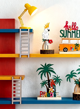 儿童房童装店桌面装饰品木头质小摆件书柜房间布置高级感小众展台