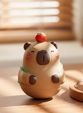 卡皮巴拉不倒翁摆件解压办公室桌面装饰工位情绪稳定神器生日礼物