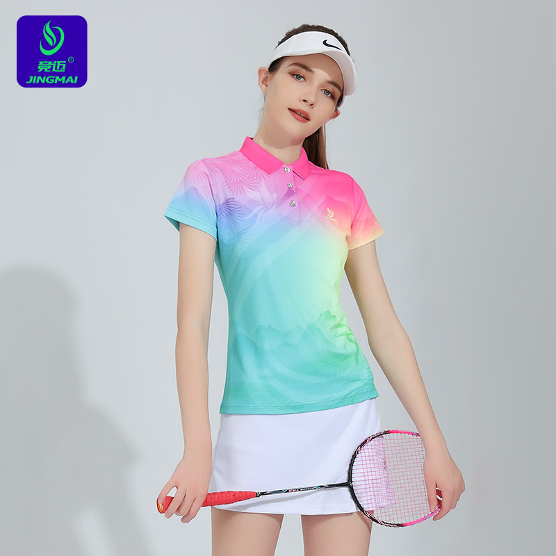 2026竞迈春夏新款羽毛球服女套装网球服显瘦短袖运动服透气速干款